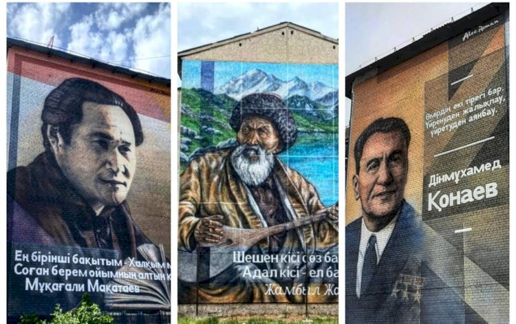 Мерейтойлық даталарға орай Есік қаласында белгілі тұлғалар бейнеленген муралдар салынды