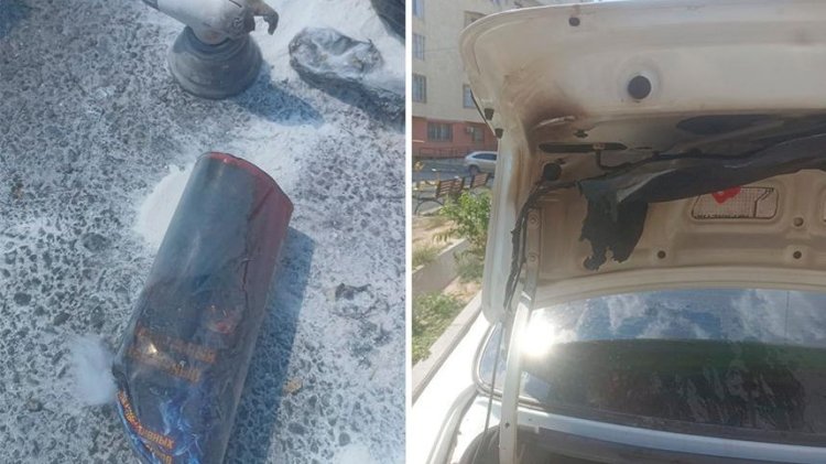 Шымкентте күннің ыстығынан көліктің газ балоны жарылды