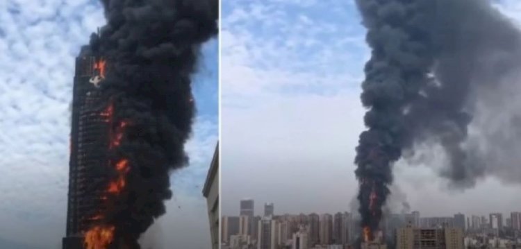 Қытайда ең ірі ғимараттың бірі өртенді