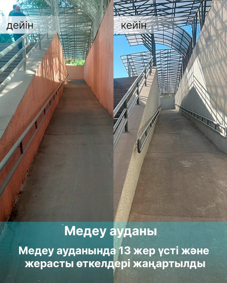 Алматының Медеу ауданында 13 жерүсті және жерасты өткелдері жаңартылды