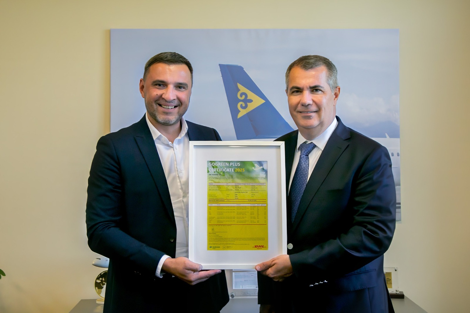 Air Astana Қазақстанда бірінші болып DHL GoGreen Plus сертификатын алды